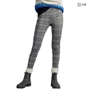 Sanctuary Plaid Pull On Pants Women Stretch Knit Slim Skinny Runway